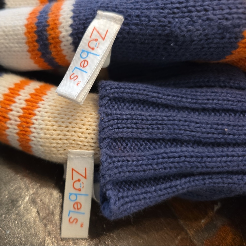 Zubels Organic 2 Knit Dolls Football Player & Cheerleader Blue & Orange Pair - Picture 6 of 6